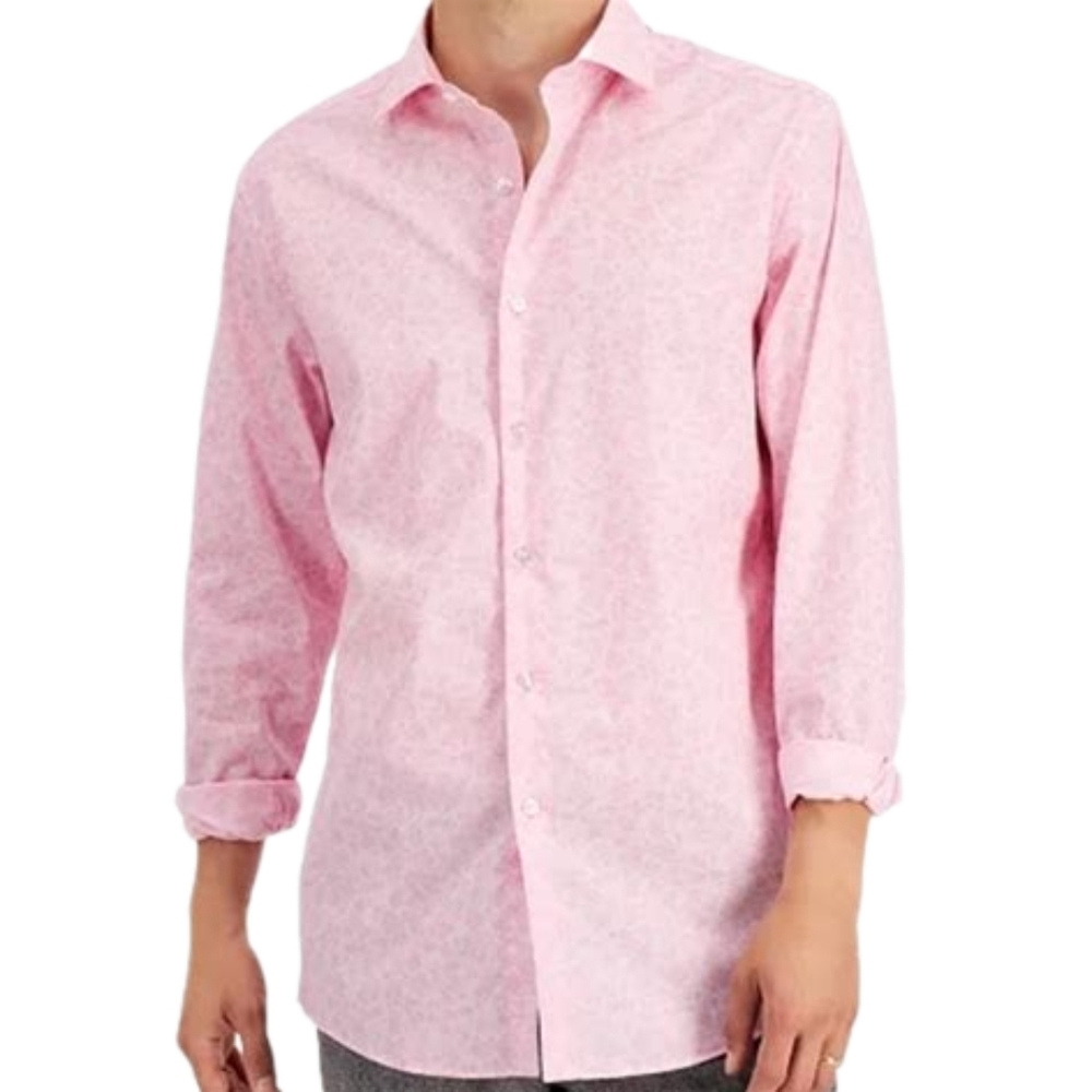 Bar lII Men's Slim Flit Floral Stretch Dress Shirt- Pink, Size XL - Picture 2 of 4